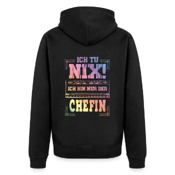 Weltbeste Chefin - Unisex Premium Bio Zip Hoodie - Schwarz - Hinten - Nico (187cm)