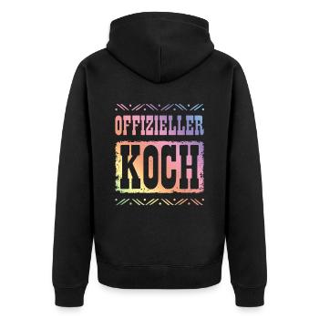 Premium Koch - Unisex Premium Bio Zip Hoodie - Schwarz - Hinten - Nico (187cm)