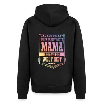 beste mama auf der welt - Unisex Premium Bio Zip Hoodie - Schwarz - Hinten - Nico (187cm)
