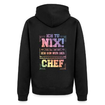 Weltbester Chef - Unisex Premium Bio Zip Hoodie - Schwarz - Hinten - Nico (187cm)