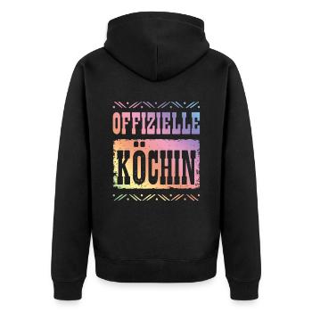 Premium Köchin - Unisex Premium Bio Zip Hoodie - Schwarz - Hinten - Nico (187cm)