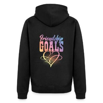 friendship Goals - Unisex Premium Bio Zip Hoodie - Schwarz - Hinten - Nico (187cm)
