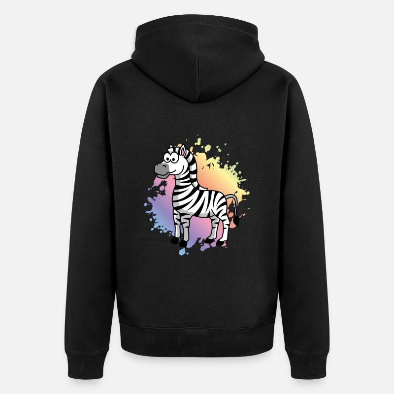 Zebra Comic Animal - Veste à capuche bio Premium Unisexe - noir