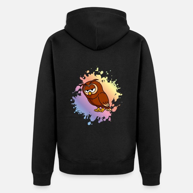 Bande dessinée Hibou - Veste à capuche bio Premium Unisexe - noir
