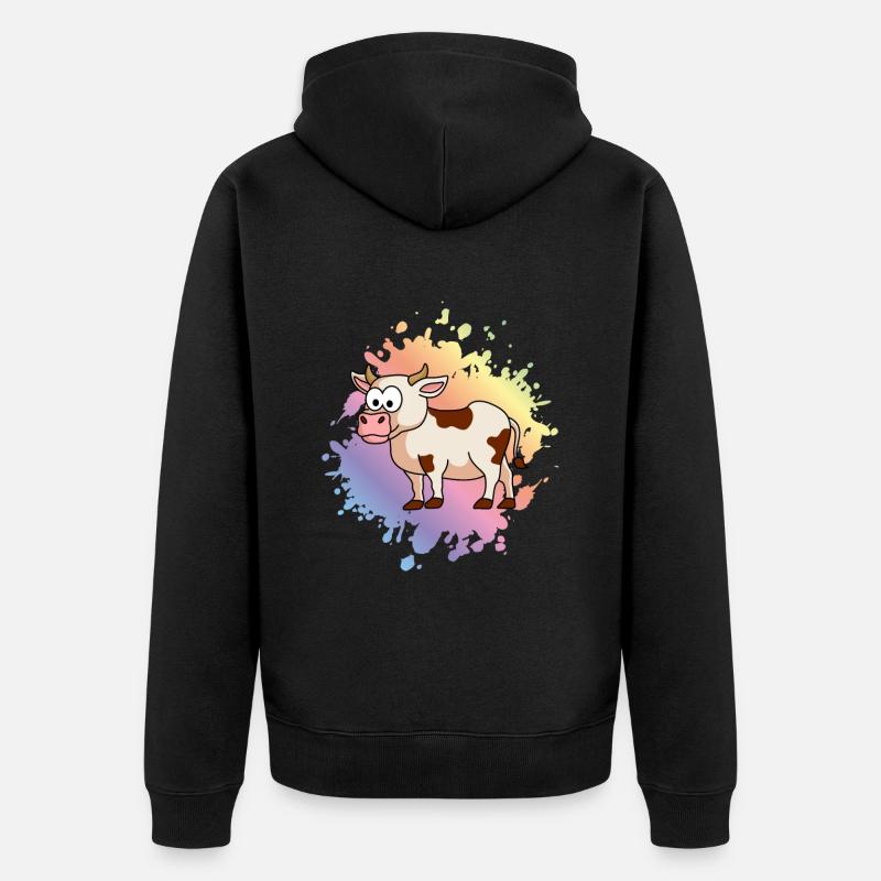 Vache Comic Animal - Veste à capuche bio Premium Unisexe - noir