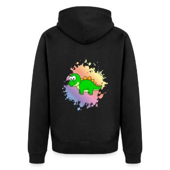 Dinosaurier stegosaurus Comic - Unisex Premium Bio Zip Hoodie - Schwarz - Hinten - Nico (187cm)