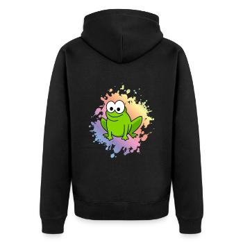 Frog Comic Animal - Unisex Premium Organic Zip Hoodie - black - Back - Nico (187cm)
