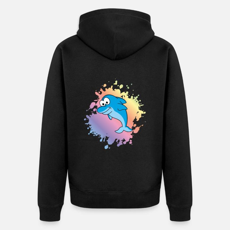 Dauphin Comic Animal - Veste à capuche bio Premium Unisexe - noir