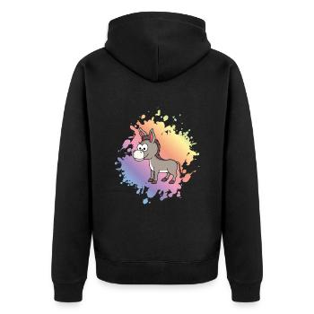 Esel Comic Tier - Unisex Premium Bio Zip Hoodie - Schwarz - Hinten - Nico (187cm)