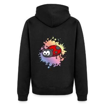 Marienkäfer Comic Tier - Unisex Premium Bio Zip Hoodie - Schwarz - Hinten - Nico (187cm)