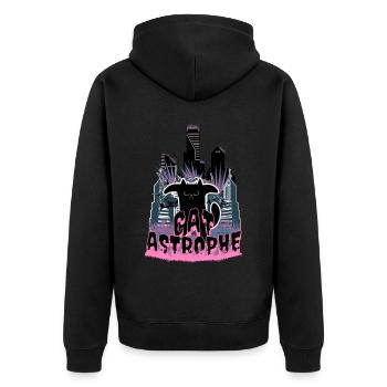 Catastrophe - Le chat Kaiju détruit la ville - Veste à capuche bio Premium Unisexe - noir - Dos - Nico (187cm)