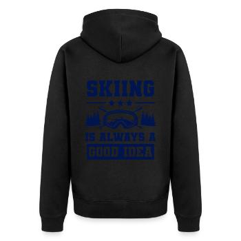 Ski Skiing - Unisex Premium Organic Zip Hoodie - black - Back - Nico (187cm)