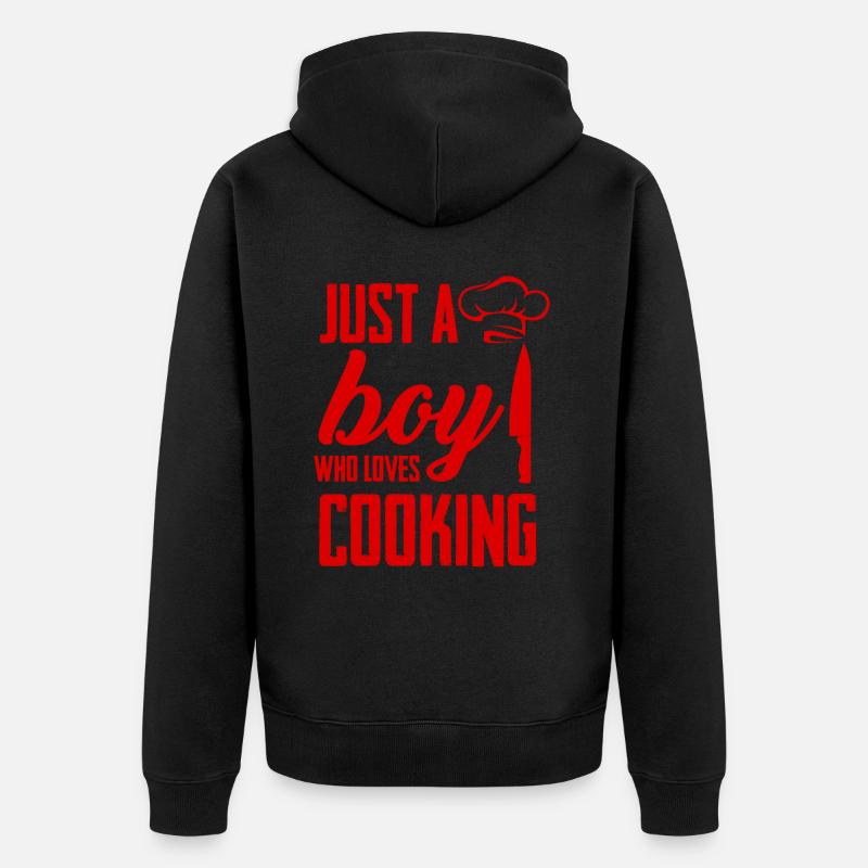 Le garçon adore cuisiner - Veste à capuche bio Premium Unisexe - noir