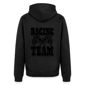 Racing Team - Unisex Premium Bio Zip Hoodie - Schwarz - Hinten - Nico (187cm)