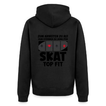Zum arbeiten zu alt Skat top fit - Unisex Premium Bio Zip Hoodie - Schwarz - Hinten - Nico (187cm)
