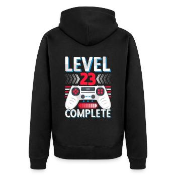 23 Hochzeitstag Geschenk Mann Frau Ehemann Ehefrau - Unisex Premium Bio Zip Hoodie - Schwarz - Hinten - Nico (187cm)
