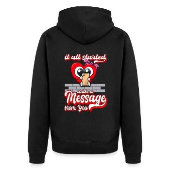 Valentinstag - Jahrestag - Karneval - Unisex Premium Bio Zip Hoodie - Schwarz - Hinten - Nico (187cm)