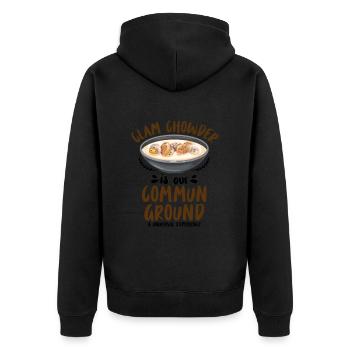 Clam Chowder is our commun ground - Unisex Premium Bio Zip Hoodie - Schwarz - Hinten - Nico (187cm)