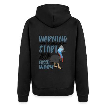 start talking about Cassowary - Unisex Premium Bio Zip Hoodie - Schwarz - Hinten - Nico (187cm)