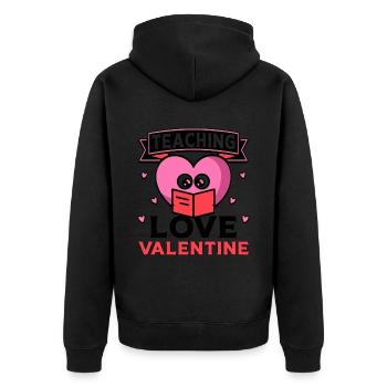Teaching Love Valentine - Unisex Premium Bio Zip Hoodie - Schwarz - Hinten - Nico (187cm)