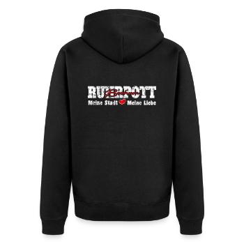 Ruhrpott Bochum Meine Stadt meine Liebe Herz - Unisex Premium Bio Zip Hoodie - Schwarz - Hinten - Nico (187cm)