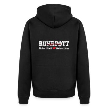 Ruhrpott Herne Meine Stadt meine Liebe Herz - Unisex Premium Bio Zip Hoodie - Schwarz - Hinten - Nico (187cm)