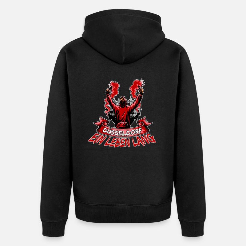 Düsseldorf ein Leben lang - Unisex Premium Bio Zip Hoodie - Schwarz