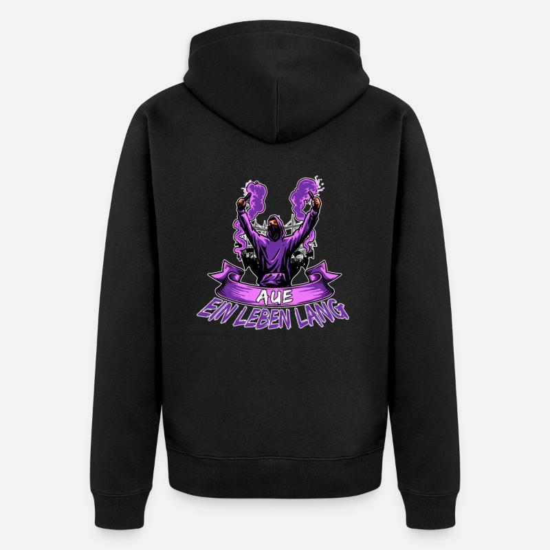 Aue ein Leben lang - Unisex Premium Bio Zip Hoodie - Schwarz