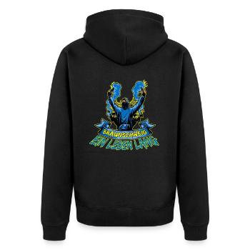 Braunschweig ein Leben lang - Unisex Premium Bio Zip Hoodie - Schwarz - Hinten - Nico (187cm)