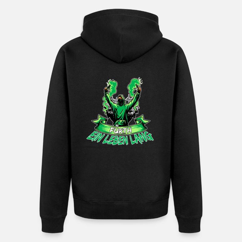 Fürth ein Leben lang - Unisex Premium Bio Zip Hoodie - Schwarz