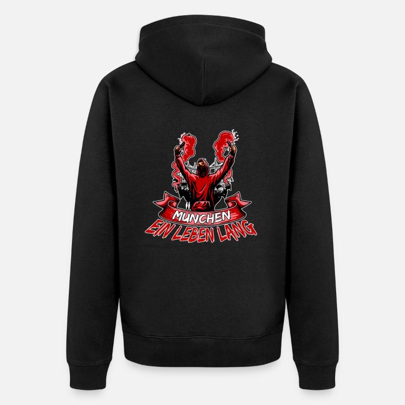 München ein Leben lang - Unisex Premium Bio Zip Hoodie - Schwarz