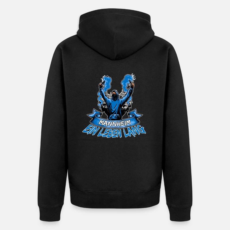 Mannheim ein Leben lang - Unisex Premium Bio Zip Hoodie - Schwarz