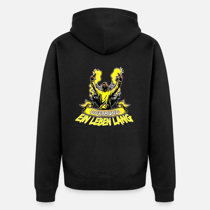 Dortmund ein Leben lang - Unisex Premium Bio Zip Hoodie - Schwarz