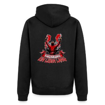 Augsburg ein Leben lang - Unisex Premium Bio Zip Hoodie - Schwarz - Hinten - Nico (187cm)