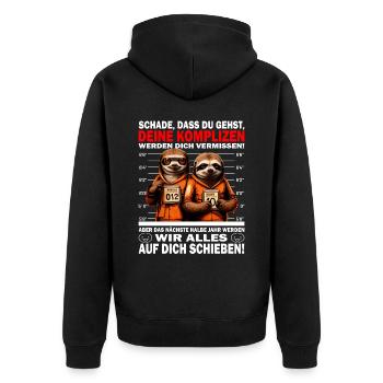 Werden dich vermissen - Jobwechsel - Unisex Premium Bio Zip Hoodie - Schwarz - Hinten - Nico (187cm)