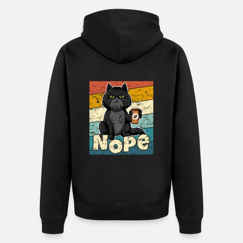 Cat Nope Rétro Vintage - Veste à capuche bio Premium Unisexe - noir