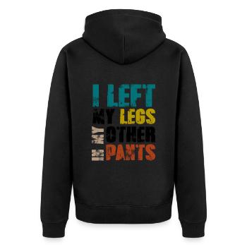 I left my legs in my other pants - Unisex Premium Bio Zip Hoodie - Schwarz - Hinten - Nico (187cm)