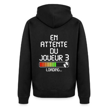 Futur Papa Future Maman Annonce Grossesse Parents - Veste à capuche bio Premium Unisexe - noir - Dos - Nico (187cm)