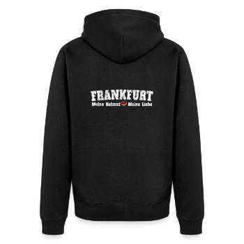 Frankfurt Meine Heimat meine Liebe Herz - Unisex Premium Bio Zip Hoodie - Schwarz - Hinten - Nico (187cm)