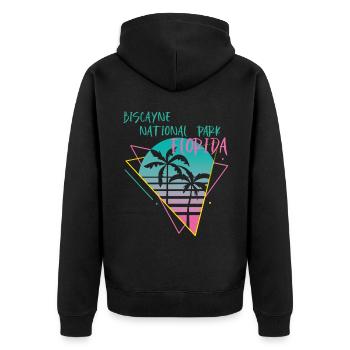 Biscayne Florida Palmen Ocean Surfing National Par - Unisex Premium Bio Zip Hoodie - Schwarz - Hinten - Nico (187cm)