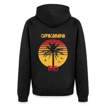 Rio Surfing Copacabana Palm Holiday Beach Ocean - Unisex Premium Organic Zip Hoodie - black - Back - Nico (187cm)