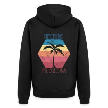 Familienurlaub Florida Biscayne Palm Tree Beach Oc - Unisex Premium Bio Zip Hoodie - Schwarz - Hinten - Nico (187cm)