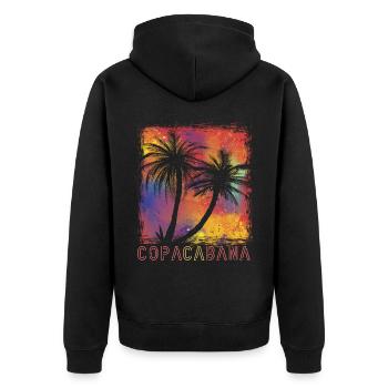 Palm Colorful Copacabana Paradise Rio Beach Ocean - Unisex Premium Organic Zip Hoodie - black - Back - Nico (187cm)