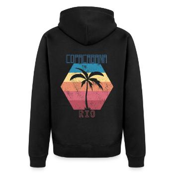 Copacabana Palm Rio de Janeiro Holiday Sea Beach - Unisex Premium Organic Zip Hoodie - black - Back - Nico (187cm)