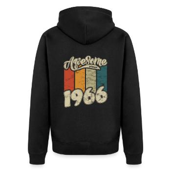 1966 Geburtstag Awesome since Retro - Unisex Premium Bio Zip Hoodie - Schwarz - Hinten - Nico (187cm)