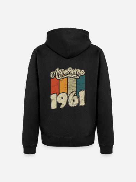 1961 Birthday Awesome since Retro - Unisex Premium Organic Zip Hoodie - black