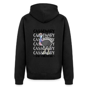 Cassowary Is Calling And I Must Go - Unisex Premium Bio Zip Hoodie - Schwarz - Hinten - Nico (187cm)