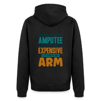 Being an amputee an arm - Unisex Premium Bio Zip Hoodie - Schwarz - Hinten - Nico (187cm)