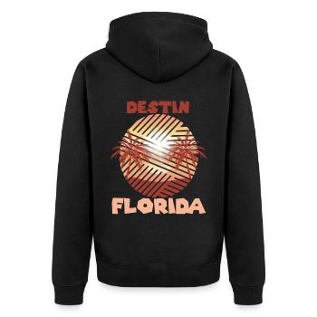 Retro Destin Florida Palmen Surfen im Ozean - Unisex Premium Bio Zip Hoodie - Schwarz - Hinten - Nico (187cm)