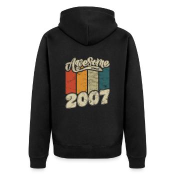 2007 Birthday Awesome since Retro - Unisex Premium Organic Zip Hoodie - black - Back - Nico (187cm)